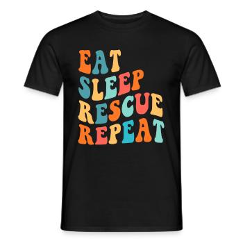 Eat Sleep Rescue Repeat Dog Rescue Sauvetage d’animaux - T-shirt homme - noir - Devant - AI Model Male 178 light (178cm)