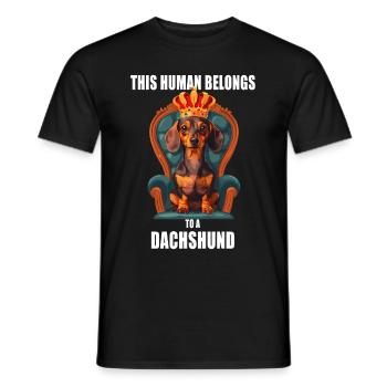 Cet humain appartient à un teckel Teckel Chiens - T-shirt homme - noir - Devant - AI Model Male 178 light (178cm)