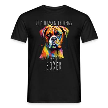 This Human Belongs To A Boxer Dog Dog Owner - Men's T-Shirt - black - Front - AI Model Male 178 light (178cm)