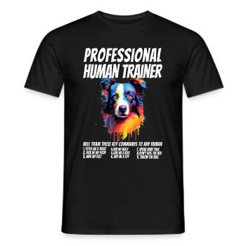 Dresseur humain professionnel Border Collie Dog - T-shirt homme - noir - Devant - AI Model Male 178 light (178cm)