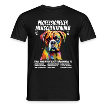 Professioneller Menschentrainer Boxer Hund Doggo - Männer T-Shirt - Schwarz - Vorne - AI Model Male 178 light (178cm)