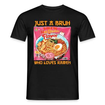 Just A Bruh Who Loves Ramen Buldak Instant Noodles - Men's T-Shirt - black - Front - AI Model Male 178 light (178cm)
