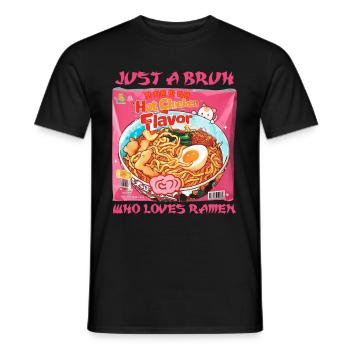Just A Bruh Who Loves Ramen Cat Instant Noodles - Men's T-Shirt - black - Front - AI Model Male 178 light (178cm)