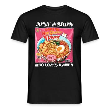 Just A Bruh Who Loves Ramen Instant Noodles - Men's T-Shirt - black - Front - AI Model Male 178 light (178cm)