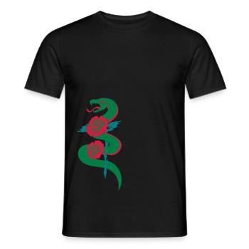 rétro tatouage serpent et des roses - T-shirt homme - noir - Devant - AI Model Male 178 light (178cm)