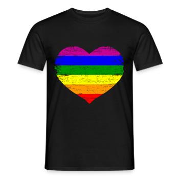 Regenbogen Herz In Streifen LGBT Pride Geschenk - Männer T-Shirt - Schwarz - Vorne - AI Model Male 178 light (178cm)