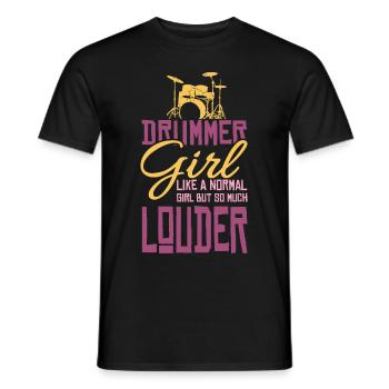 Fille de batteur Musicien Fille de cadeau de batteur - T-shirt homme - noir - Devant - AI Model Male 178 light (178cm)
