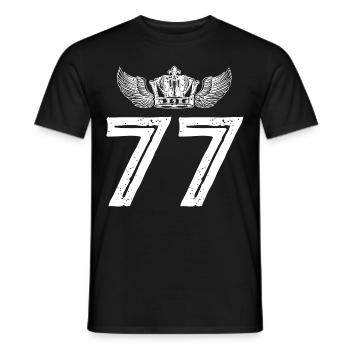 77 Zahl Krone - Männer T-Shirt - Schwarz - Vorne - AI Model Male 178 light (178cm)