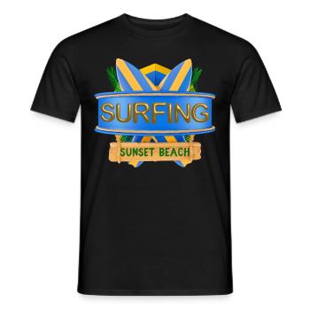 Hawaii, Surfing, Sunset Beach - Men's T-Shirt - black - Front - AI Model Male 178 light (178cm)