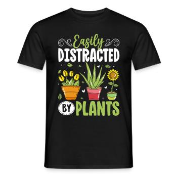 Facilement distrait par les plantes - T-shirt homme - noir - Devant - AI Model Male 178 light (178cm)