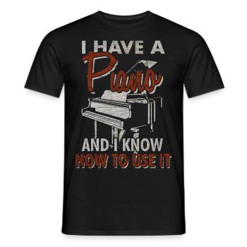 piano - T-shirt homme - noir - Devant - AI Model Male 178 light (178cm)