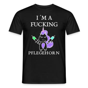 Pflegehorn - Männer T-Shirt - Schwarz - Vorne - AI Model Male 178 light (178cm)