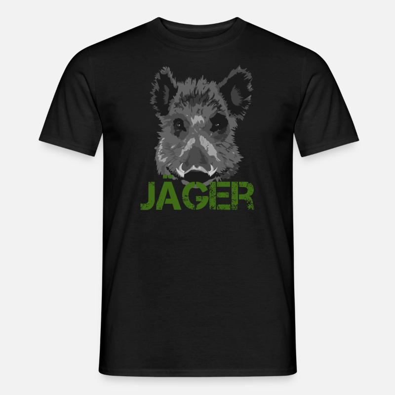 Jäger Wildschwein Jagd Geschenkidee - Männer T-Shirt - Schwarz