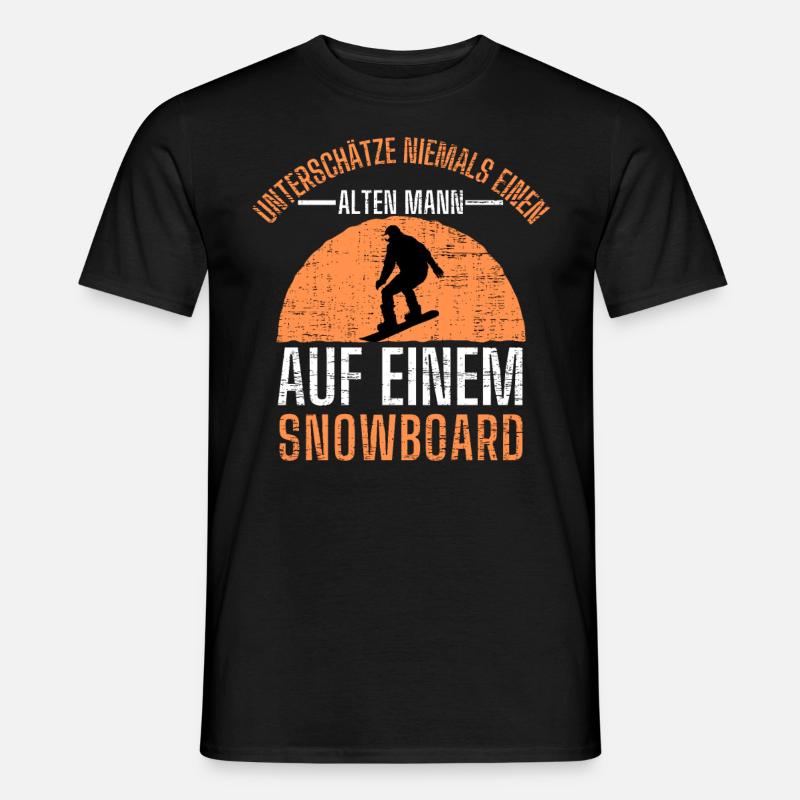 Snowboard Snowboarder Alten Mann Geschenk - Männer T-Shirt - Schwarz