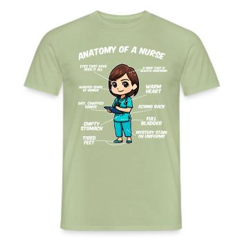 Anatomie d’une infirmière - T-shirt homme - vert sauge - Devant - AI Model Male 178 light (178cm)