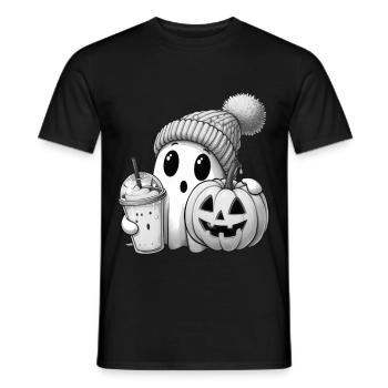 Fantôme Halloween 31 octobre Citrouille - T-shirt homme - noir - Devant - AI Model Male 178 light (178cm)