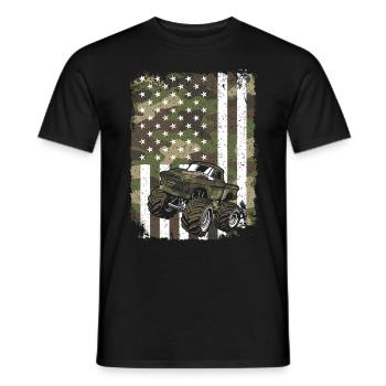 Monster Truck auf Camo US-Flagge Retro Tarnung - Männer T-Shirt - Schwarz - Vorne - AI Model Male 178 light (178cm)