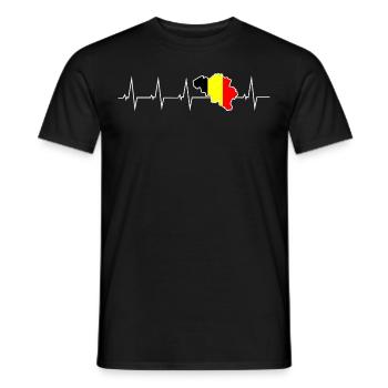 J’aime la Belgique - battement de coeur - T-shirt homme - noir - Devant - AI Model Male 178 light (178cm)