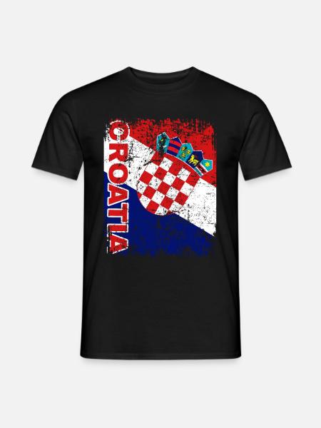 KROATIË VLAG - Kroatische vlag geweldig retro - Heren T-shirt - zwart