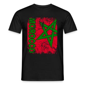DRAPEAU MAROC - Grand drapeau marocain - T-shirt homme - noir - Devant - AI Model Male 178 light (178cm)
