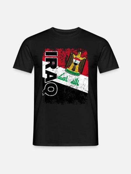 BANDERA IRAQ - bandera iraquí - gran retro - T-shirt herr - svart