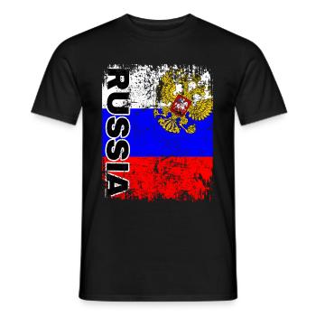 RUSSLAND FLAGGE FAHNE WAPPEN EMBLEM - RUSSIA - Männer T-Shirt - Schwarz - Vorne - AI Model Male 178 light (178cm)