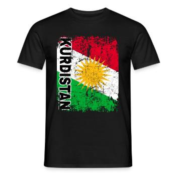KURDISTAN FLAGGE - Kurdische Fahne - Groß Retro - Männer T-Shirt - Schwarz - Vorne - AI Model Male 178 light (178cm)
