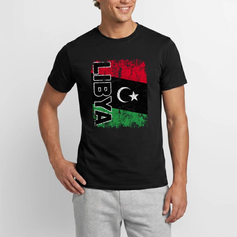 Drapeau de la Libye drapeau libyen Libye Libye retro T-shirt homme