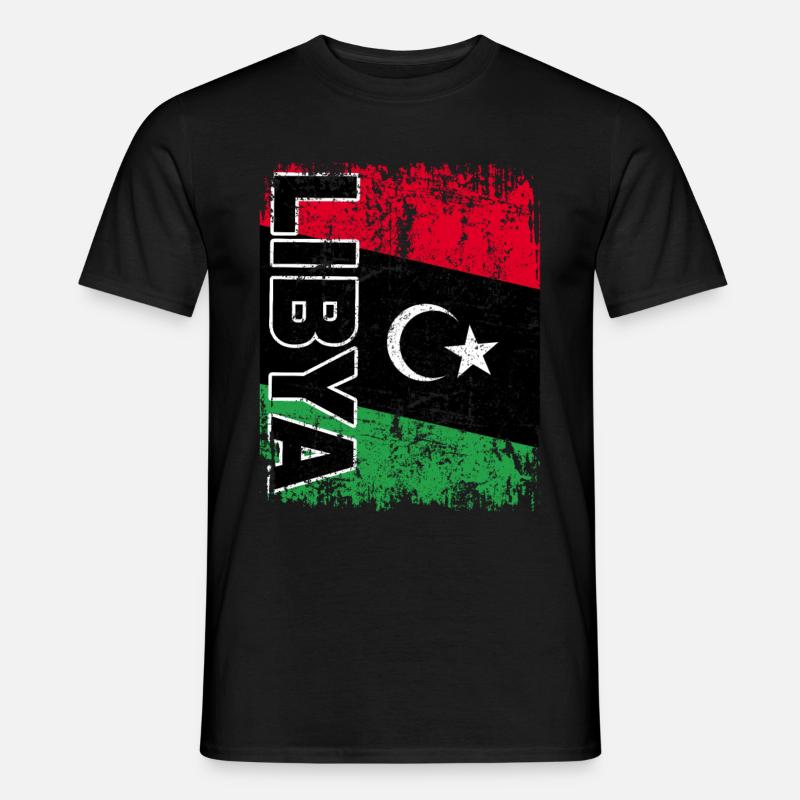 LIBYA FLAG Libyan flag Libya Libya retro - Men’s T-shirt - black