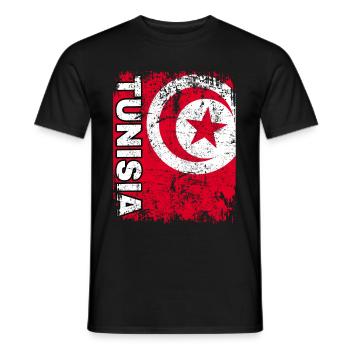 TUNESIEN FLAGGE Tunesische Fahne groß retro - Männer T-Shirt - Schwarz - Vorne - AI Model Male 178 light (178cm)
