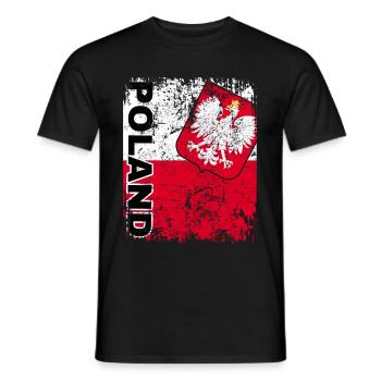 POLEN FLAGGE Polnische Fahne POLSKA groß retro - Männer T-Shirt - Schwarz - Vorne - AI Model Male 178 light (178cm)
