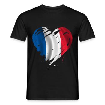 heart coeur france - T-shirt homme - noir - Devant - AI Model Male 178 light (178cm)