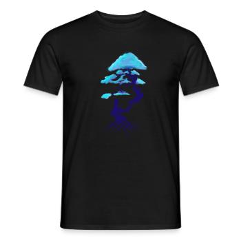 tree design dark blue and light blue (Bonsai) - Men's T-Shirt - black - Front - AI Model Male 178 light (178cm)