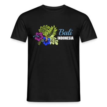 Bali, Indonesia, city, country, flowers - Men's T-Shirt - black - Front - AI Model Male 178 light (178cm)