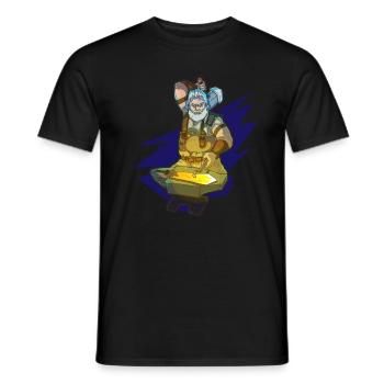 Blacksmith forging sword ember hammer work - Men's T-Shirt - black - Front - AI Model Male 178 light (178cm)