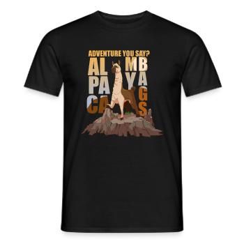Alpaka My Bags Abenteuer Wandern Berge Ausflug - Männer T-Shirt - Schwarz - Vorne - AI Model Male 178 light (178cm)
