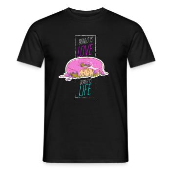 Donut Liebe Leben Love Live Doughnut Glück - Männer T-Shirt - Schwarz - Vorne - AI Model Male 178 light (178cm)