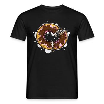 Donut Bagel Dessert Zerbrochen Krümel Backen - Männer T-Shirt - Schwarz - Vorne - AI Model Male 178 light (178cm)
