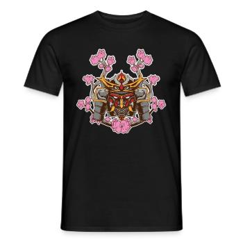 Casque Samurai Hannya Mask Cherry Blossoms Asia - T-shirt homme - noir - Devant - AI Model Male 178 light (178cm)