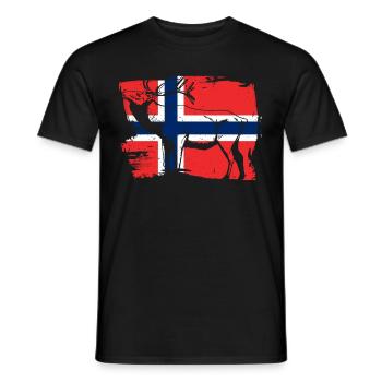 Norvège drapeau bois cerf orignal cadeau - T-shirt homme - noir - Devant - AI Model Male 178 light (178cm)