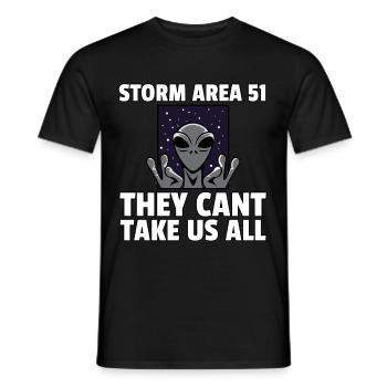 Alien Ufo Extraterrestrial Space All Lustig Area 51 - Men's T-Shirt - black - Front - AI Model Male 178 light (178cm)