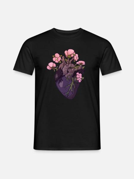 Biologie Anatomisches herz Blumen Pflanzen Life - Männer T-Shirt - Schwarz