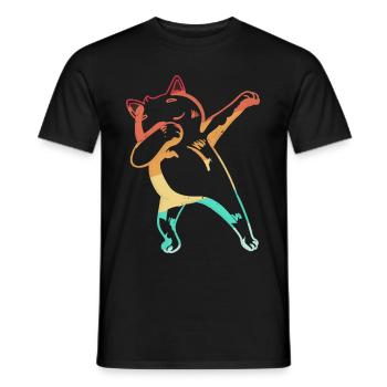 Dabbing Cat Dance Dab Vintage Retro - Men's T-Shirt - black - Front - AI Model Male 178 light (178cm)