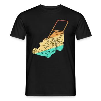 Lawn Mowing Lawn Mower Vintage Retro - Men's T-Shirt - black - Front - AI Model Male 178 light (178cm)