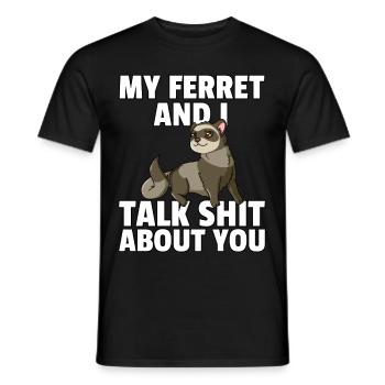 Furette douce drôle belette animal de compagnie - T-shirt homme - noir - Devant - AI Model Male 178 light (178cm)