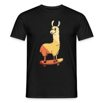 Llama Skateboard Skate Skater Retro - Men's T-Shirt - black - Front - AI Model Male 178 light (178cm)