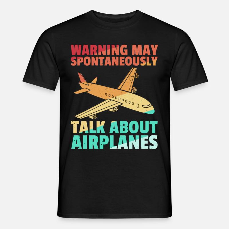 Plane aviator pilot flying retro - Men's T-Shirt - black