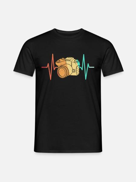 Photography Photographer Camera Heartbeat - Men's T-Shirt - black