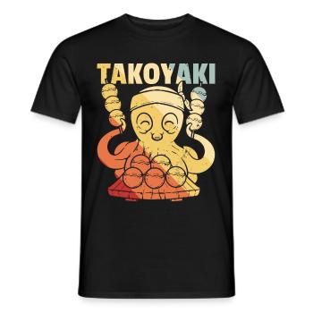 Takoyaki Squid Japanese Retro - Men's T-Shirt - black - Front - AI Model Male 178 light (178cm)