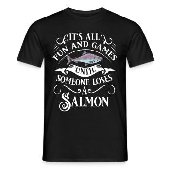 Salmon Fish Atlantic Fishing Fisherman Angler - Men's T-Shirt - black - Front - AI Model Male 178 light (178cm)